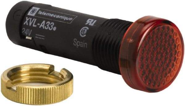 Schneider Electric - 24 V Red Lens LED Pilot Light - Threaded Connector, 16mm Wide - A1 Tooling