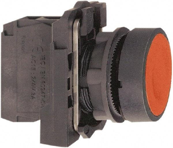 Schneider Electric - 22mm Mount Hole, Flush, Pushbutton Switch with Contact Block - Round, Red Pushbutton, Momentary (MO) - A1 Tooling