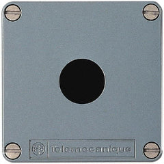 Schneider Electric - 1 Hole, 22mm Hole Diameter, Zinc Alloy Pushbutton Switch Enclosure - 80mm High x 80mm Wide x 74-1/2mm Deep - A1 Tooling