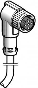 Telemecanique Sensors - 4 Amp, M12 3 Pin Elbowed Female Cordset Sensor and Receptacle - 10 to 30 VDC, 5m Cable Length, IP67 Ingress Rating - A1 Tooling