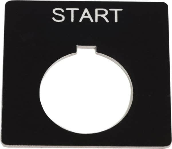 Schneider Electric - Square, Plastic Legend Plate - Start - Black Background, White Letters, 1.2 Inch Hole Diameter, 2-1/4 Inch Square - A1 Tooling