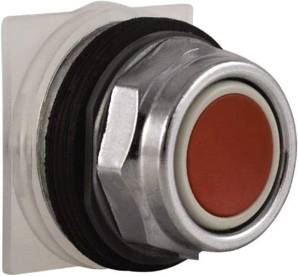 Schneider Electric - 30mm Mount Hole, Extended Straight, Pushbutton Switch Only - Round, Red Pushbutton, Momentary (MO), Weatherproof, Dust and Oil Resistant - A1 Tooling