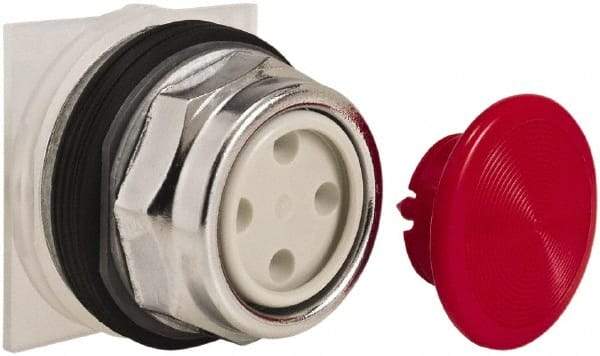 Schneider Electric - 30mm Mount Hole, Extended Straight, Pushbutton Switch Only - Round, Red Pushbutton, Momentary (MO), Weatherproof, Dust and Oil Resistant - A1 Tooling