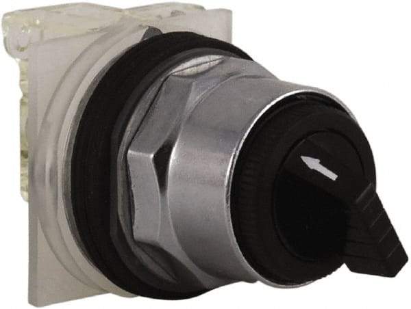 Schneider Electric - 30mm Mount Hole, 2 Position, Knob and Pushbutton Operated, Selector Switch - Black, Maintained (MA), NO/NC, Weatherproof and Dust and Oil Resistant - A1 Tooling