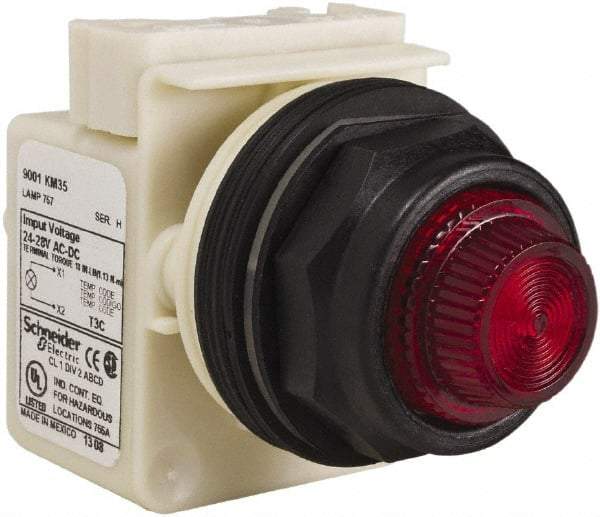 Schneider Electric - 24 V, 28 V Red Lens Indicating Light - Round Lens, Screw Clamp Connector, Corrosion Resistant, Dust Resistant, Oil Resistant - A1 Tooling