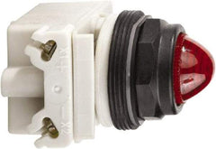 Schneider Electric - 120 VAC/VDC Red Lens LED Pilot Light - Round Lens, Screw Clamp Connector, 54mm OAL x 42mm Wide, Vibration Resistant - A1 Tooling