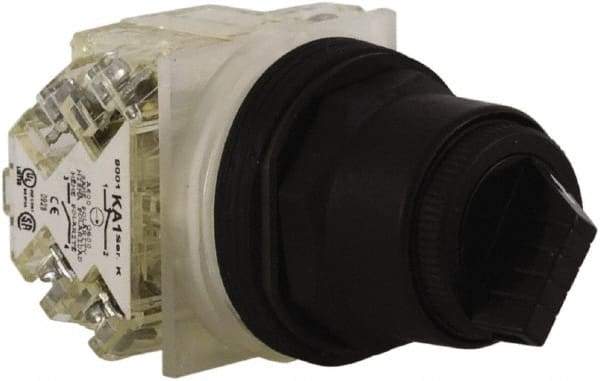 Schneider Electric - 30mm Mount Hole, 2 Position, Knob and Pushbutton Operated, Selector Switch - Black, Maintained (MA), Anticorrosive, Weatherproof, Dust and Oil Resistant - A1 Tooling