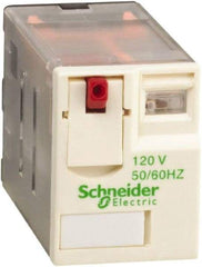 Schneider Electric - 750 VA Power Rating, Electromechanical Plug-in General Purpose Relay - 1 Amp at 250 VAC & 28 VDC, 2 Amp at 250 VAC & 28 VDC, 3 Amp at 277 VAC & 28 VDC, 4CO, 120 VAC at 50/60 Hz - A1 Tooling