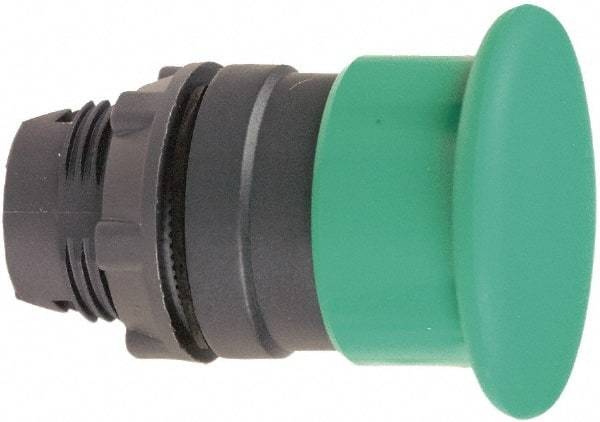 Schneider Electric - 22mm Mount Hole, Extended Mushroom Head, Pushbutton Switch Only - Round, Green Pushbutton, Nonilluminated, Momentary (MO) - A1 Tooling