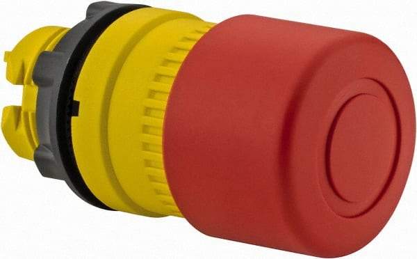 Schneider Electric - 22mm Mount Hole, Extended Mushroom Head, Pushbutton Switch Only - Round, Red Pushbutton, Nonilluminated, Trigger Action, Off, Shock and Vibration Resistant - A1 Tooling