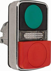 Schneider Electric - 22mm Mount Hole, Extended Straight, Flush, Pushbutton Switch Only - Rectangle, Green and Red Pushbutton, Illuminated, Momentary (MO), On-Off, Shock and Vibration Resistant - A1 Tooling