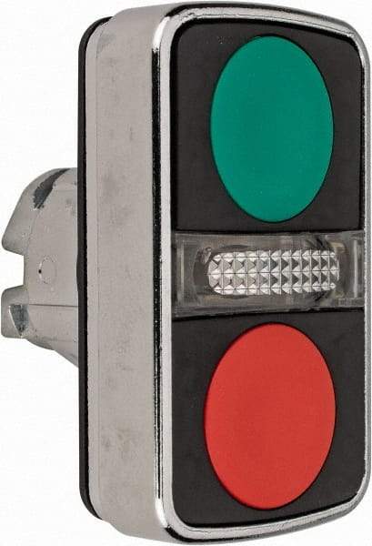 Schneider Electric - 22mm Mount Hole, Flush, Pushbutton Switch Only - Rectangle, Green and Red Pushbutton, Illuminated, Momentary (MO), On-Off, Shock and Vibration Resistant - A1 Tooling