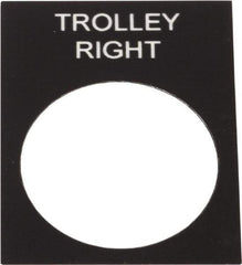 Schneider Electric - Rectangular, PVC Legend Plate - Trolley Right - Black Background, White Letters, 22mm Hole Diameter, 30mm Wide x 40mm High - A1 Tooling