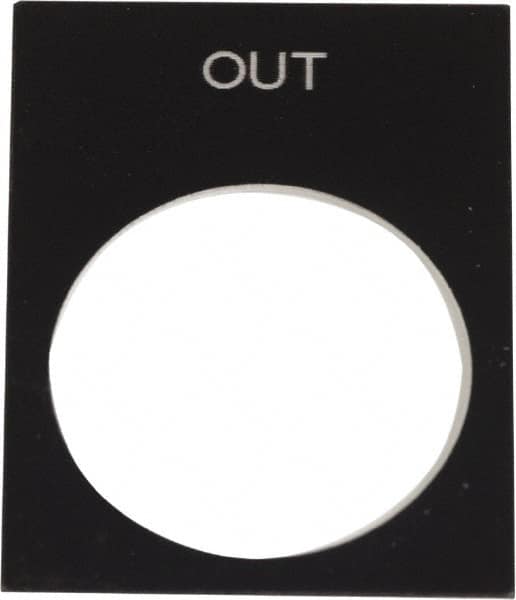 Schneider Electric - Rectangular, PVC Legend Plate - Out - Black Background, White Letters, 22mm Hole Diameter, 30mm Wide x 40mm High - A1 Tooling