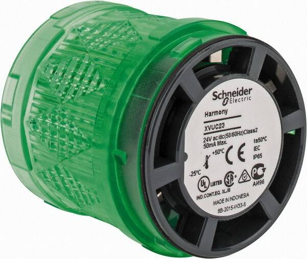 Schneider Electric - LED Lamp, Green, Steady, Stackable Tower Light Module - 24 VAC/VDC, 40 Milliamp, IP65 Ingress Rating, Base Mount - A1 Tooling