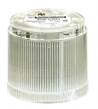 Schneider Electric - LED Lamp, Clear, Steady, Stackable Tower Light Module - 24 VAC/VDC, 25 Milliamp, IP40, IP42 Ingress Rating, Base Mount - A1 Tooling