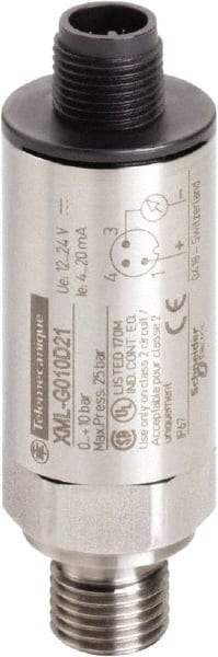 Square D - 1/4-18 NPT (Male) Connector, 24 VDC, -1 Bar Sensor, Shock and Vibration Resistant, Analog, Control Circuit Pressure Sensor - 2.7 Inch Long x 0.9 Inch Wide, IP66, IP67, For Use with Air, Corrosive Fluid, Fresh Water, Hydraulic Oil - A1 Tooling