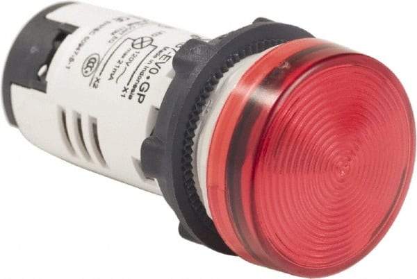 Schneider Electric - 120 VAC Red Lens LED Pilot Light - Round Lens, Screw Clamp Connector, 29mm Wide, Shock Resistant, Vibration Resistant - A1 Tooling