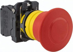 Schneider Electric - 22mm Mount Hole, Extended Mushroom Head, Pushbutton Switch Only - Round, Red Pushbutton, Nonilluminated, Trigger Action, Off, Shock and Vibration Resistant - A1 Tooling