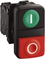 Schneider Electric - 22mm Mount Hole, Extended Straight, Flush, Pushbutton Switch Only - Rectangle, Green and Red Pushbutton, Nonilluminated, Momentary (MO), Shock and Vibration Resistant - A1 Tooling