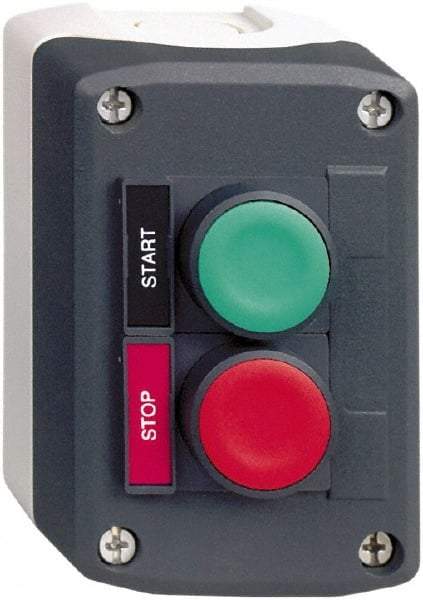 Schneider Electric - 2 Operator, Flush Pushbutton Control Station - Start-Stop (Legend), Momentary Switch, NO/NC Contact, NEMA 13, 4X - A1 Tooling