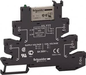 Schneider Electric - 1,500 VA Power Rating, Electromechanical Screw General Purpose Relay - 6 Amp at 24 V, SPDT, 24 VAC/VDC, 6.2mm Wide x 78.7mm High x 96mm Deep - A1 Tooling