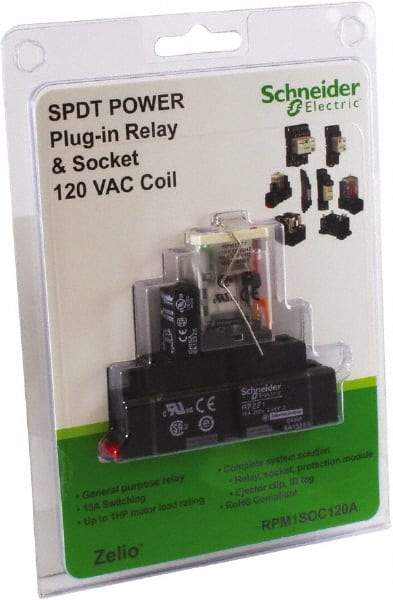 Schneider Electric - 1 hp, Electromechanical Plug-in General Purpose Relay - 15 Amp at 120 VAC, SPDT, 120 VAC - A1 Tooling