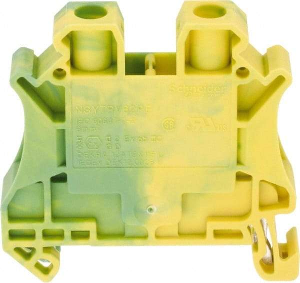 Schneider Electric - 1 Pole, 1,000 Volt, -40 to 266°F, DIN Rail Mount, Polyamide Grounding Terminal Block - 2 Contacts, 24 to 8 AWG Compatibility, 47-1/2mm High - A1 Tooling