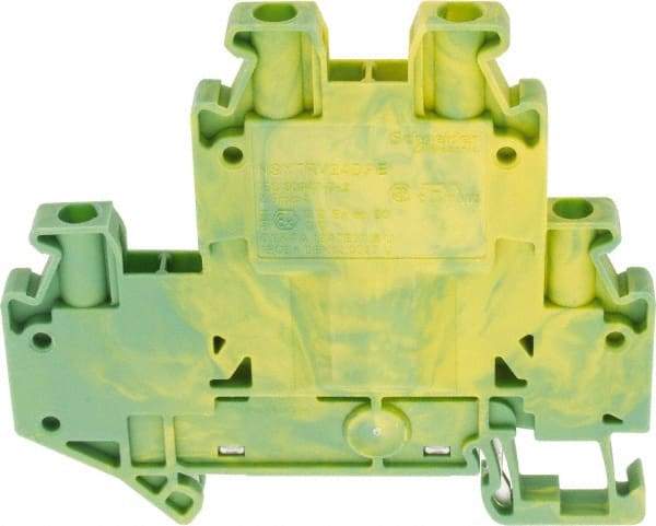 Schneider Electric - 1 Pole, 1,000 Volt, -40 to 266°F, DIN Rail Mount, Polyamide Grounding Terminal Block - 4 Contacts, 26 to 12 AWG Compatibility, 65mm High - A1 Tooling