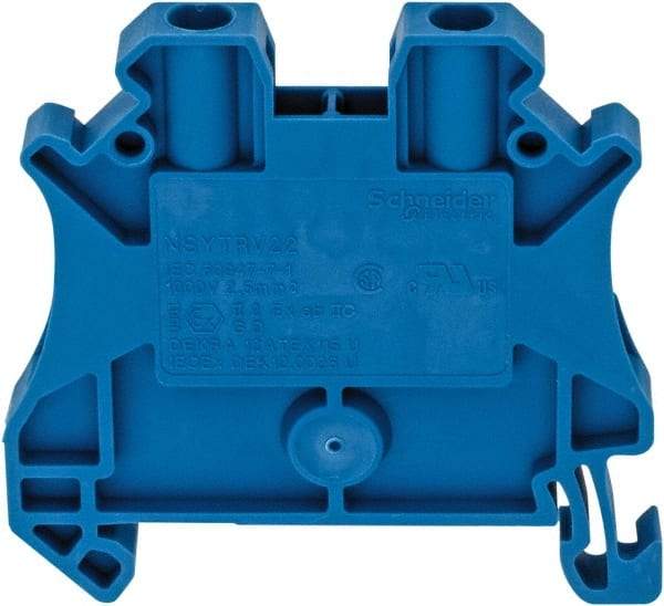 Schneider Electric - 1 Pole, 1,000 Volt, 24 Amp, -40 to 266°F, DIN Rail Mount, Polyamide Passthrough Terminal Block - 2 Contacts, 26 to 12 AWG Compatibility, 47-1/2mm High - A1 Tooling