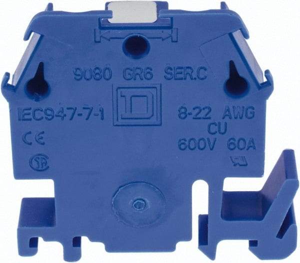 Square D - 600 VAC, 60 Amp, -40 to 275°F, DIN Rail Mount, Nylon Standard Terminal Block - 2 Contacts, Copper, 22 to 8 AWG Compatibility, 1.82 Inch High x 1.72 Inch Deep - A1 Tooling