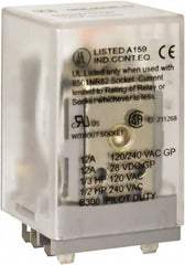 Square D - 8 Pins, 1 hp at 277 Volt & 1/3 hp at 120 Volt, 3 VA Power Rating, Square Electromechanical Plug-in General Purpose Relay - 10 Amp at 250 VAC, DPDT, 120 VAC at 50/60 Hz, 34.9mm Wide x 50mm High x 35.4mm Deep - A1 Tooling