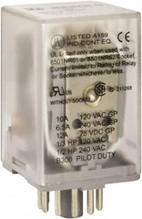 Square D - 11 Pins, 1 hp at 277 Volt & 1/3 hp at 120 Volt, 3 VA Power Rating, Octal Electromechanical Plug-in General Purpose Relay - 10 Amp at 250 VAC, 3PDT, 24 VDC, 34.9mm Wide x 50.3mm High x 35.4mm Deep - A1 Tooling