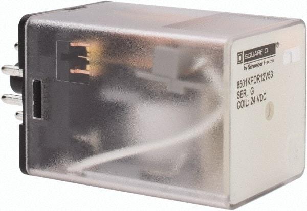 Square D - 8 Pins, 1 hp at 277 Volt & 1/3 hp at 120 Volt, 3 VA Power Rating, Octal Electromechanical Plug-in General Purpose Relay - 10 Amp at 250 VAC, DPDT, 24 VDC, 34.9mm Wide x 50.3mm High x 35.4mm Deep - A1 Tooling