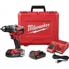 Milwaukee Tool - 18 Volt 1/2" Chuck Pistol Grip Handle Cordless Drill - 0-1800 RPM, Single-Sleeve Ratcheting Chuck, Reversible, 2 Lithium-Ion Batteries Included - A1 Tooling