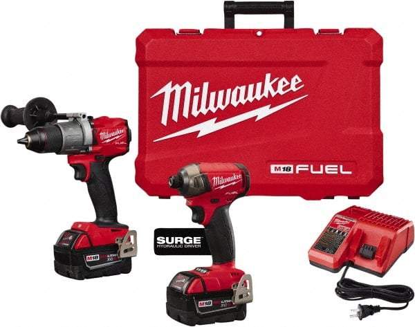 Milwaukee Tool - 18 Volt Cordless Tool Combination Kit - Includes Hammer Drill & 1/4" Hex Impact Driver, Lithium-Ion Battery Included - A1 Tooling