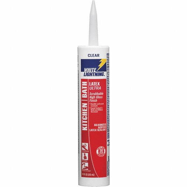 White Lightning - 10 oz Tube Clear Acrylic & Latex Sealant - -30 to 180°F Operating Temp, 45 min Tack Free Dry Time, 5 to 7 Days Full Cure Time - A1 Tooling