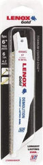 Lenox - 6" Long x 7/8" Thick, Bi-Metal Reciprocating Saw Blade - Tapered Profile, 6 TPI, Toothed Edge, Universal Shank - A1 Tooling