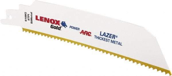 Lenox - 6" Long x 1" Thick, Bi-Metal Reciprocating Saw Blade - Tapered Profile, 8 TPI, Toothed Edge, Universal Shank - A1 Tooling