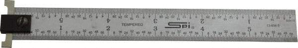 SPI - 6" Long, 1/64, 1/32" and 0.5, 1mm Graduation, Tool Steel Rule - English/Metric Graduation Style, 3/4" Wide, Silver, Satin Chrome Finish - A1 Tooling