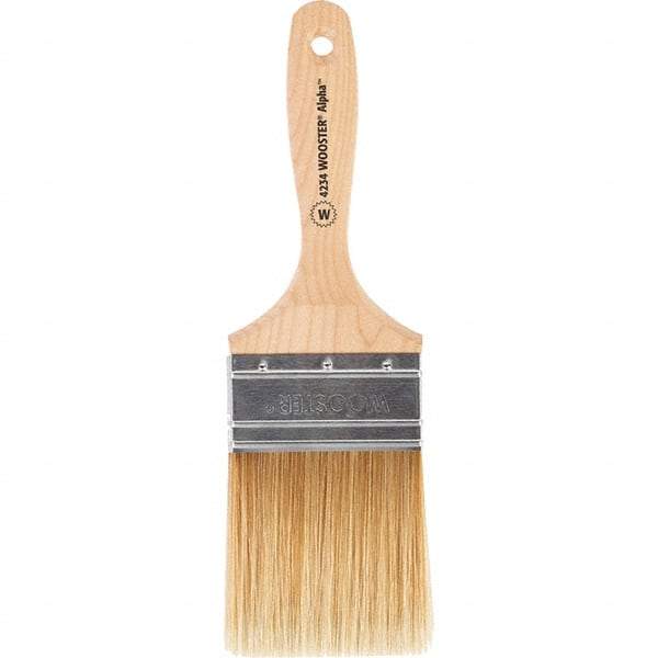 Wooster Brush - 3" Flat Synthetic Wall Brush - 3-7/16" Bristle Length, 6-1/4" Maple Beavertail Handle - A1 Tooling