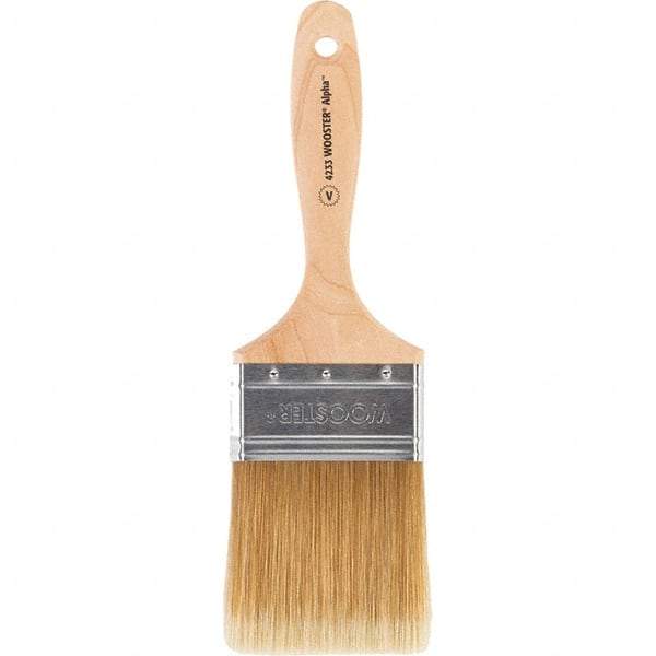 Wooster Brush - 3" Flat Synthetic Varnish Brush - 3-3/16" Bristle Length, 6-1/2" Maple Beavertail Handle - A1 Tooling