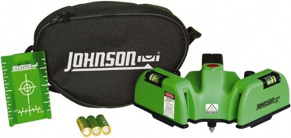 Johnson Level & Tool - 2 Beam 150' (Interior) Max Range Line Laser Level - Green Beam, 1/16" at 20' Accuracy, 6-1/2" Long x 4" Wide x 6-1/2" High, Battery Included - A1 Tooling