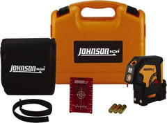 Johnson Level & Tool - 3 Beam 100' (Interior) Max Range Self Leveling Dot Laser Level - Red Beam, 1/8" at 50' Accuracy, 4-3/4" Long x 3" Wide x 4-3/4" High, Battery Included - A1 Tooling