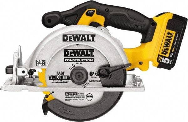 DeWALT - 20 Volt, 6-1/2" Blade, Cordless Circular Saw - 5,000 RPM, 1 Lithium-Ion Battery Included - A1 Tooling