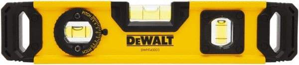 DeWALT - Magnetic 9" Long 2 Vial Torpedo Level - Aluminum, Yellow - A1 Tooling