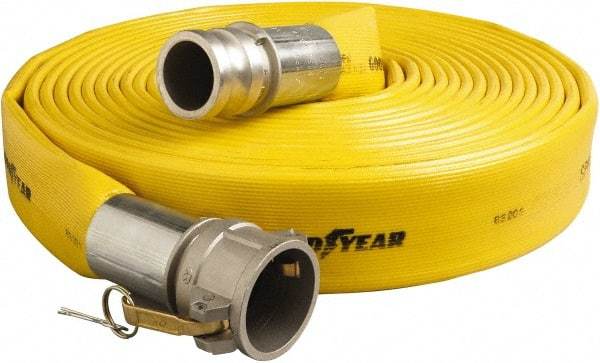 Alliance Hose & Rubber - 4" ID x 4.41 OD, 150 Working psi, Yellow Pliovic Hose, Lays Flat - 50' Long, -10 to 150°F - A1 Tooling