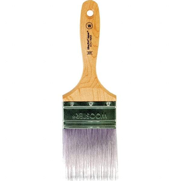 Wooster Brush - 3" Flat Synthetic Wall Brush - 3-7/16" Bristle Length, 6-1/4" Maple Beavertail Handle - A1 Tooling