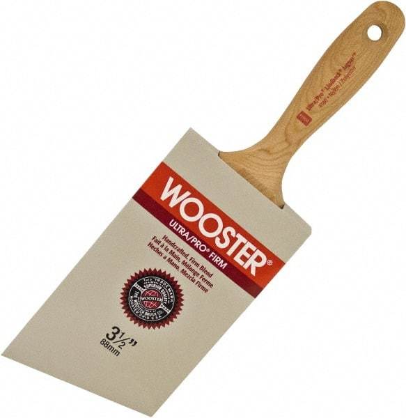 Wooster Brush - 3-1/2" Angled Nylon/Polyester Wall Brush - 3-7/16" Bristle Length, 5-3/4" Maple Beavertail Handle - A1 Tooling