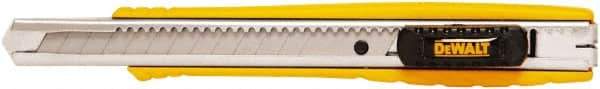 DeWALT - Snap Utility Knife - 1/4" Carbon Steel Blade, Yellow & Silver Plastic/Stainless Steel Handle, 1 Blade Included - A1 Tooling